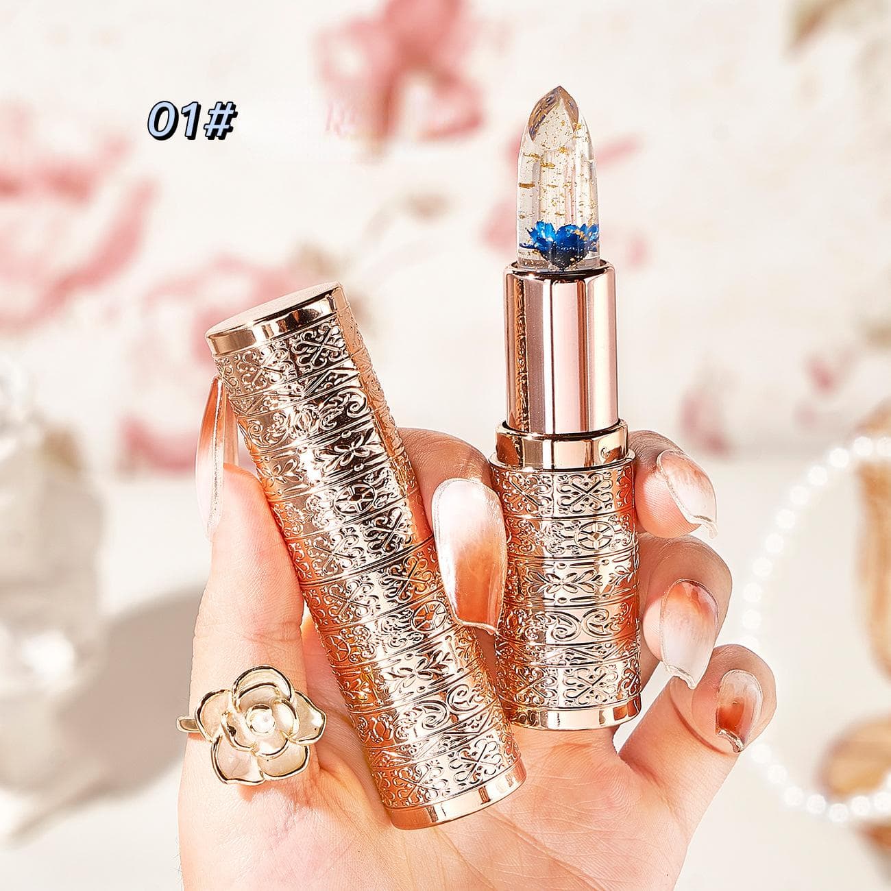 Moisturizing Flower Transparent Lipstick Temperature Color Changing Lip Balm Long Lasting Jelly Lipstick Lips Care Makeup