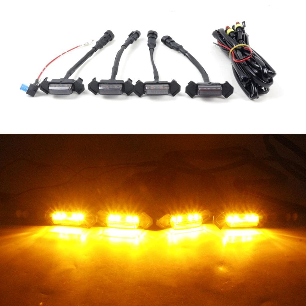 LED Grille Light Kit Car Daytime Running Lights Automobile Modification Accessories Blackened Shell Amber Light
