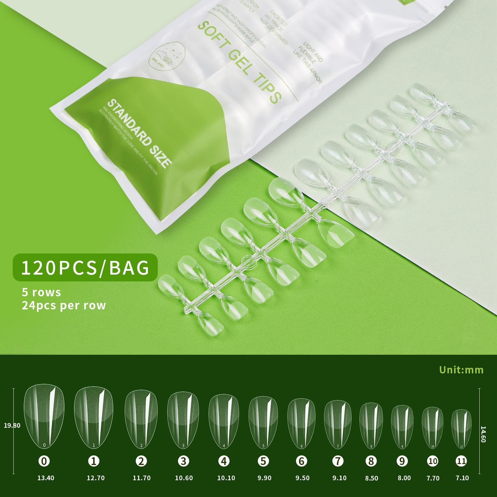120Pcs Ultra-thin Soft Gel Tips, Transparent Traceless False Nail Tips, Press on Coffin Nails for Natural Look Manicure 02