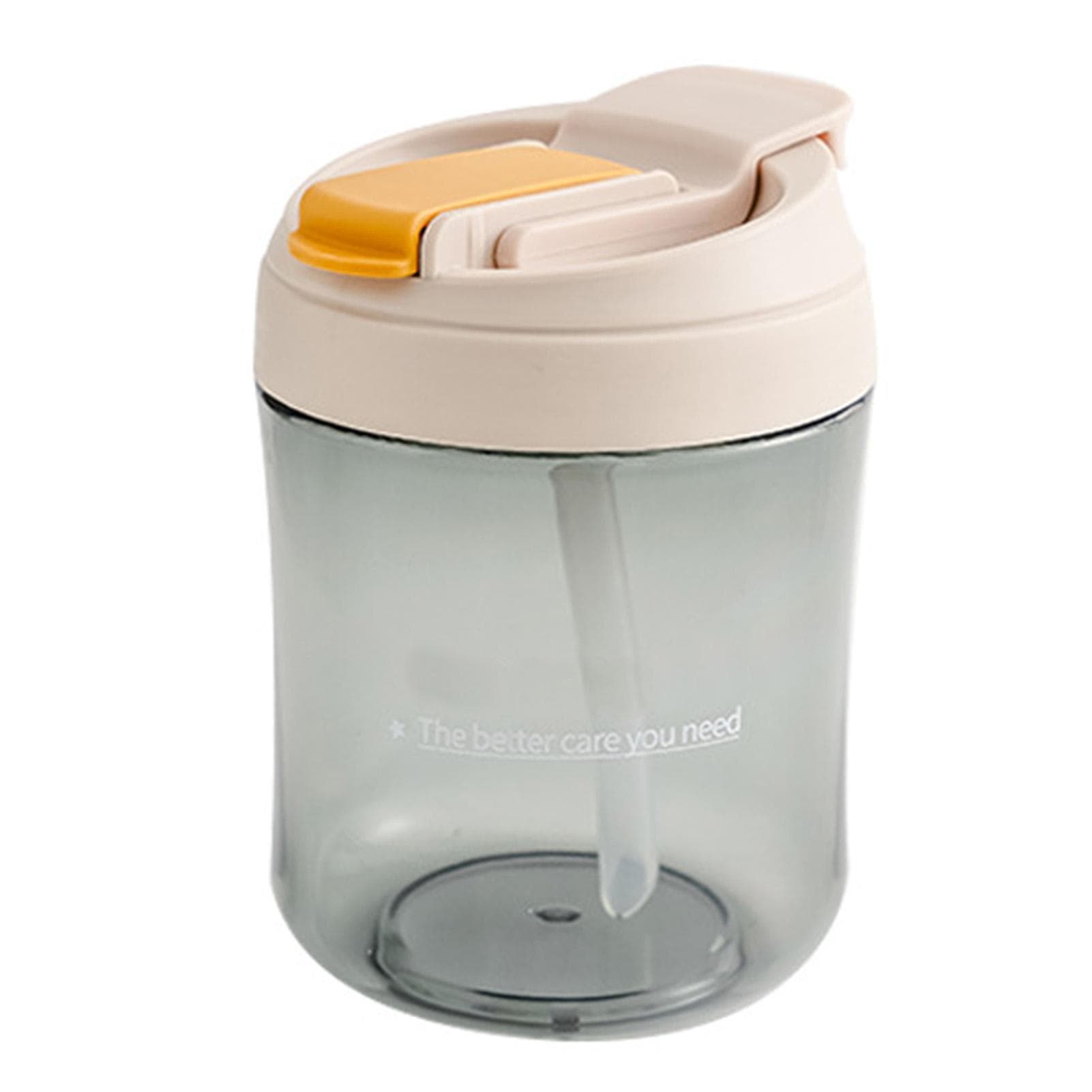 Plastic Water Bottle With Straw Portable Cute Pot Belly Bottle for Hiking Walking Outdoor Sports White