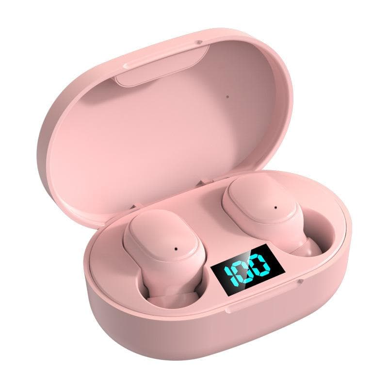 Updated E6S TWS Wireless Earphones For Xiaomi Huawei LED Digital Display Subwoofer HiFi Stereo Music With HD Microphone Noise Cancel Headset In-Ear pink