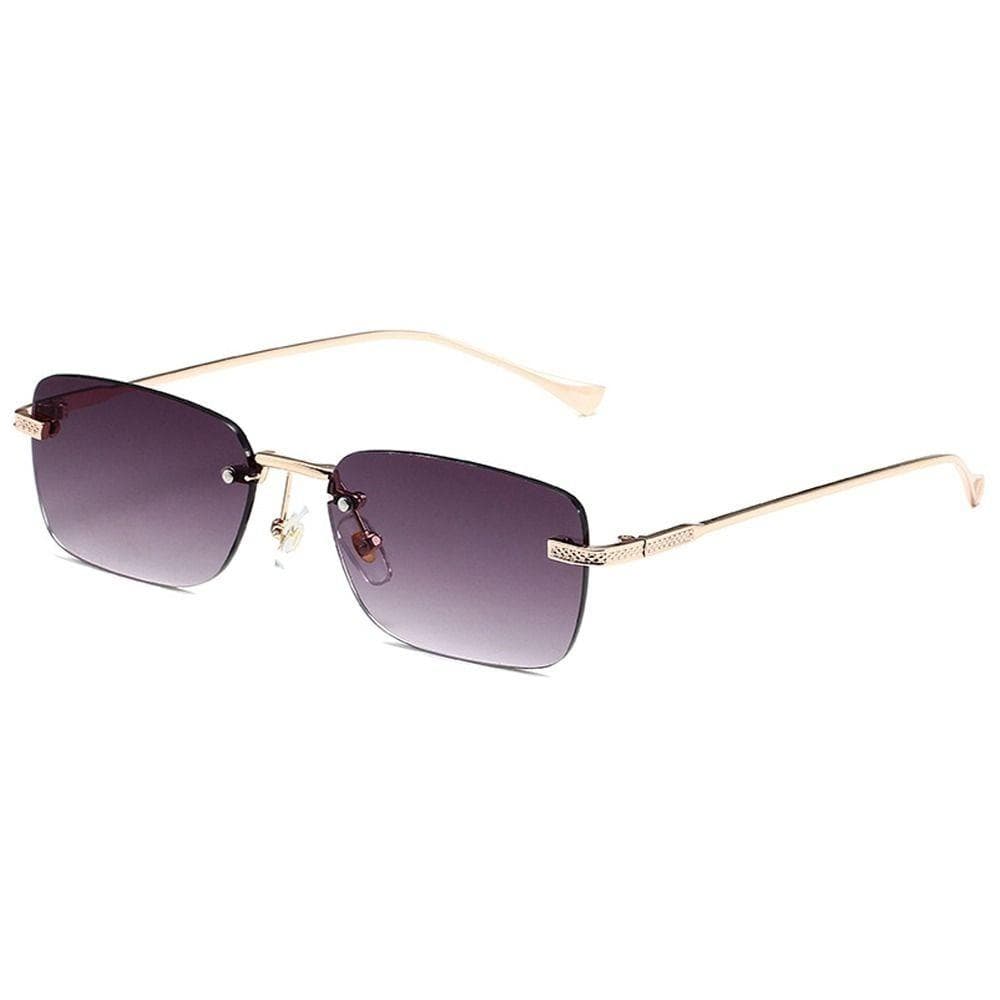 Rimless Square Sunglasses for Women UV400 Protection Small Rectangle Metal Shades Punk Ins Style Sun Glasses
