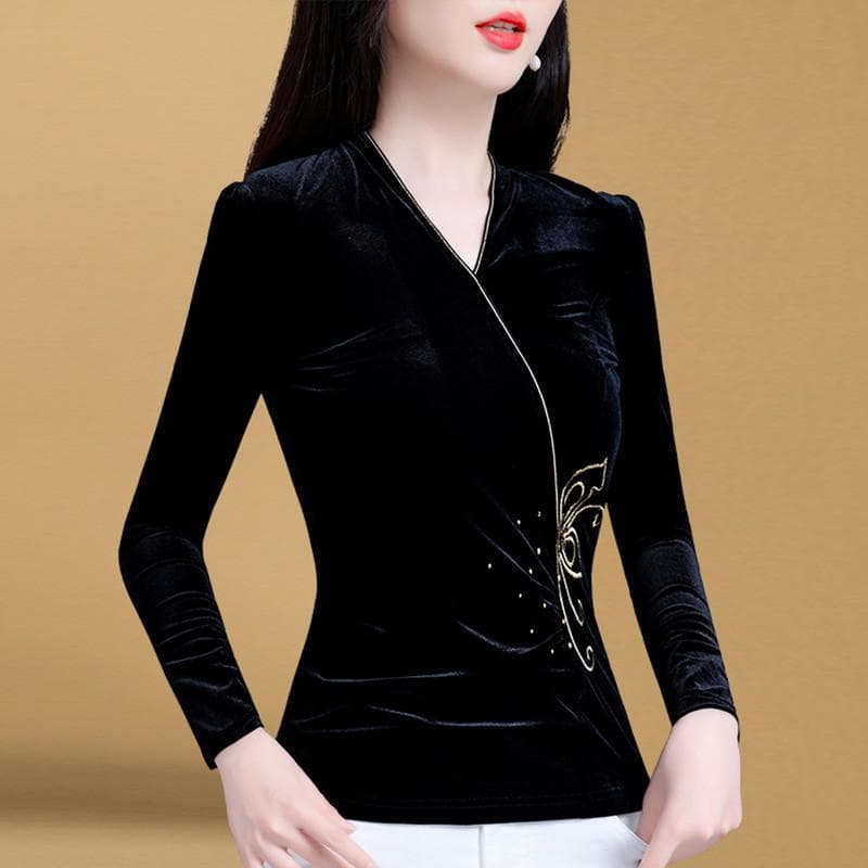 Bottom Shirt Women's Autumn Clothes New Feeling Inside with Age-reducing Shirt To Cover The Stomach Top 4XL