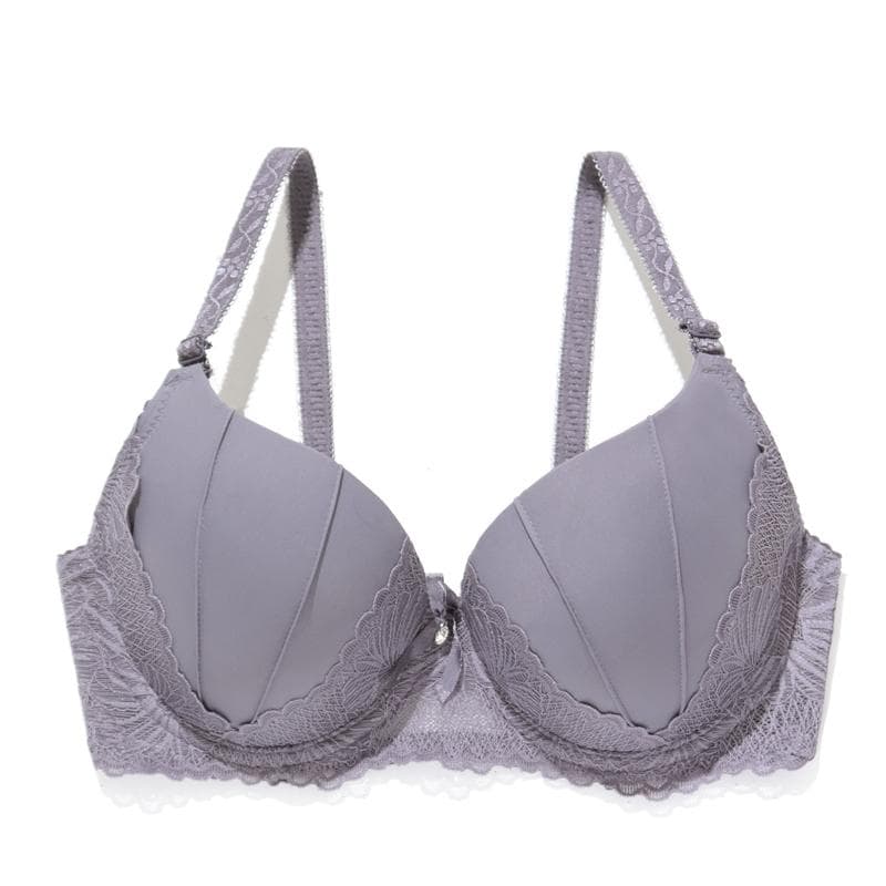Contrast Lace Push Up Bra Comfy and Breathable Full Coverage Everyday Underwear Women's Lingerie B Cup Bras 38B purple