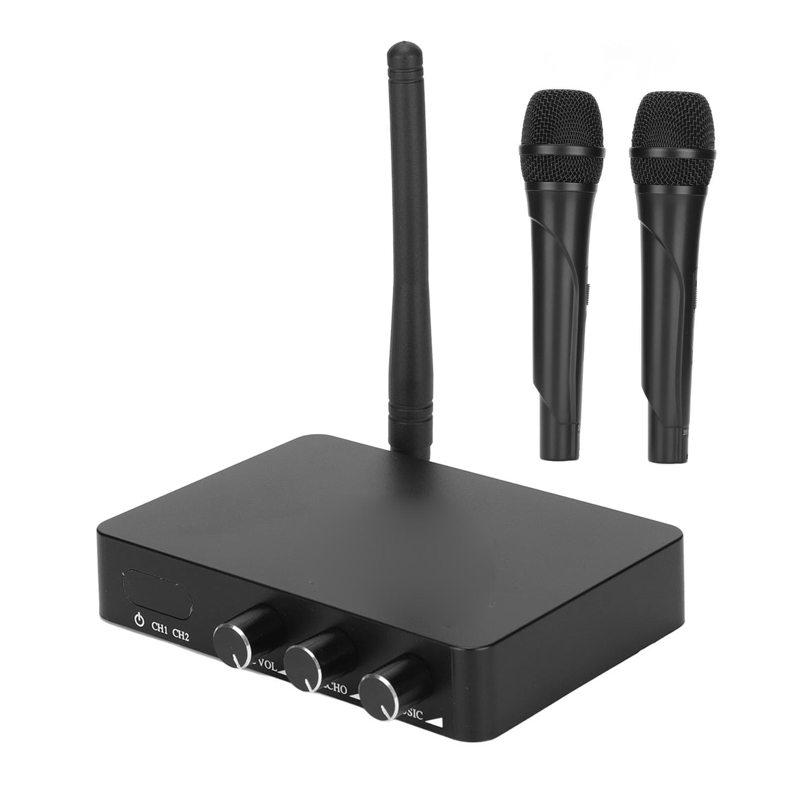 K2 Wireless Microphone System Professional FM VHF Cordless Dynamic Mic for Home Karaoke Meeting