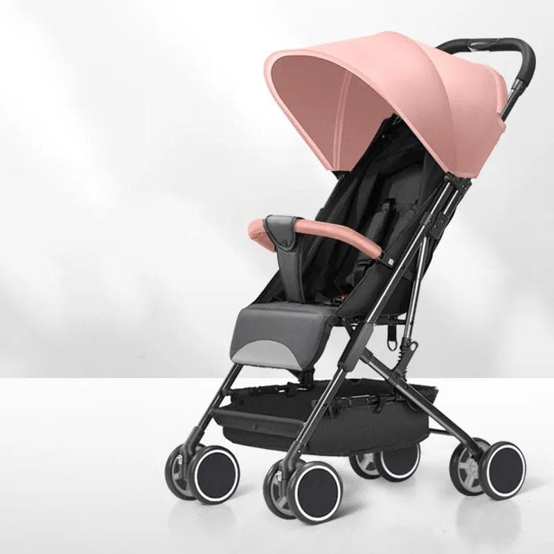 Luxury Stroller Portable Travel Stroller Fold-able Large Space Stroller High Quality Multi-functional Baby Umbrella Cart Baby Carriage 85*49*97cm pink