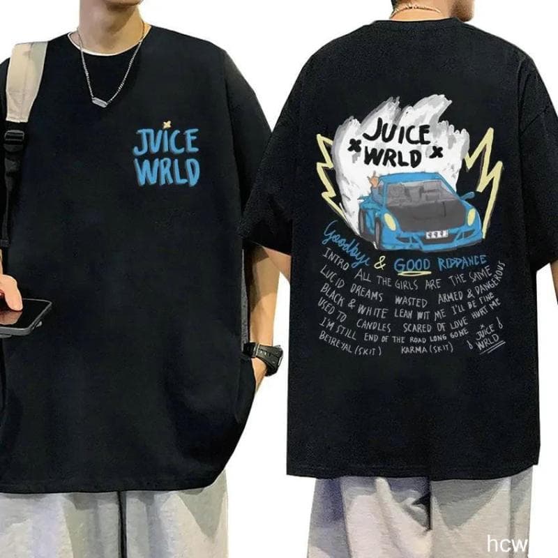 Rapper JUICE WRLD classic short sleeved printed T-shirt M black