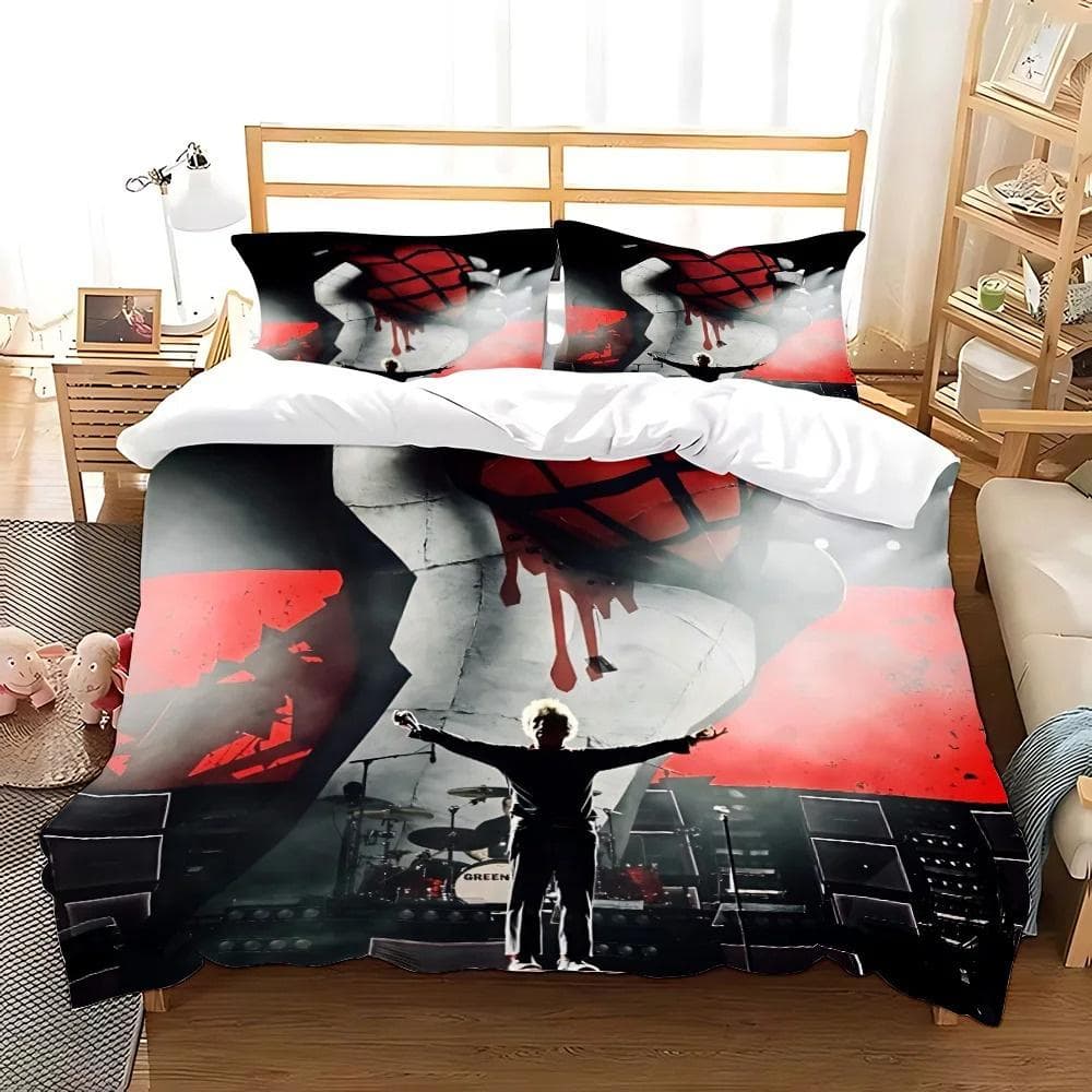 Green Day ' AMERICAN IDIOT Bedding Set Single Twin Full Queen King Size Bed Set Aldult Kid Bedroom Duvetcover Sets Bed Sheet Set 260X240cm-3pcs