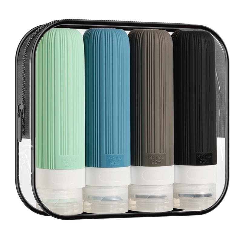 Silicone Travel Bottles Accessories Tsa Approved Portable BPA Free Leak Proof Squeezable Size Containers With Clear Toiletry Bag
