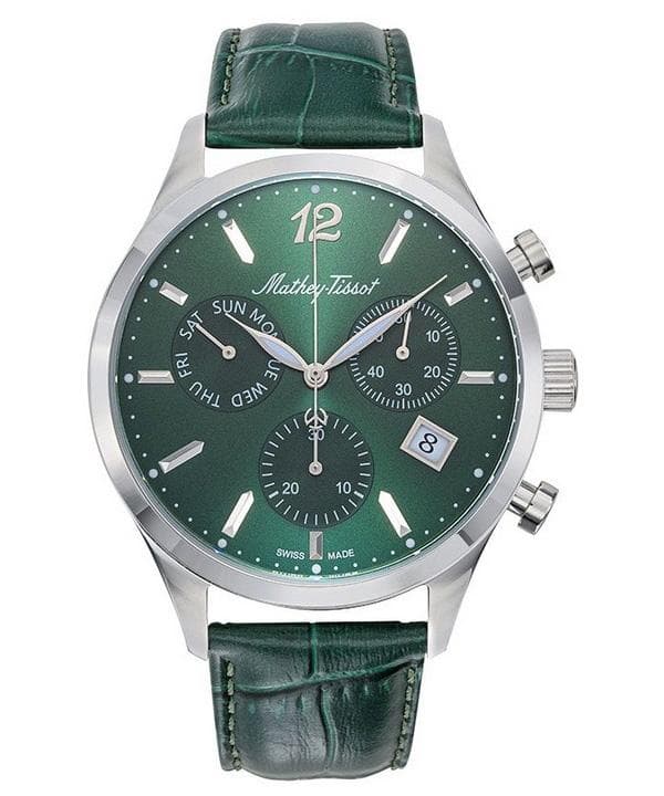 Mathey-Tissot Urban Chronograph Leather Strap Green Dial Quartz H411CHALV Men's Watch green