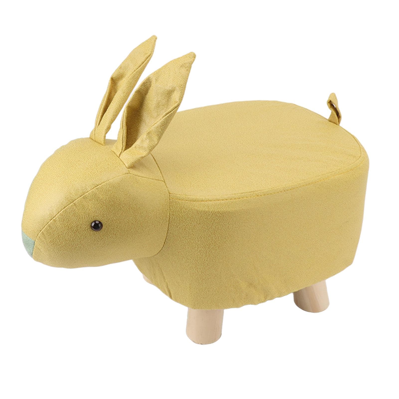 Cartoon Animal Shaped Stool Kid Home Living Room Cute Wooden Footstool for Playroom Courtyard yellow