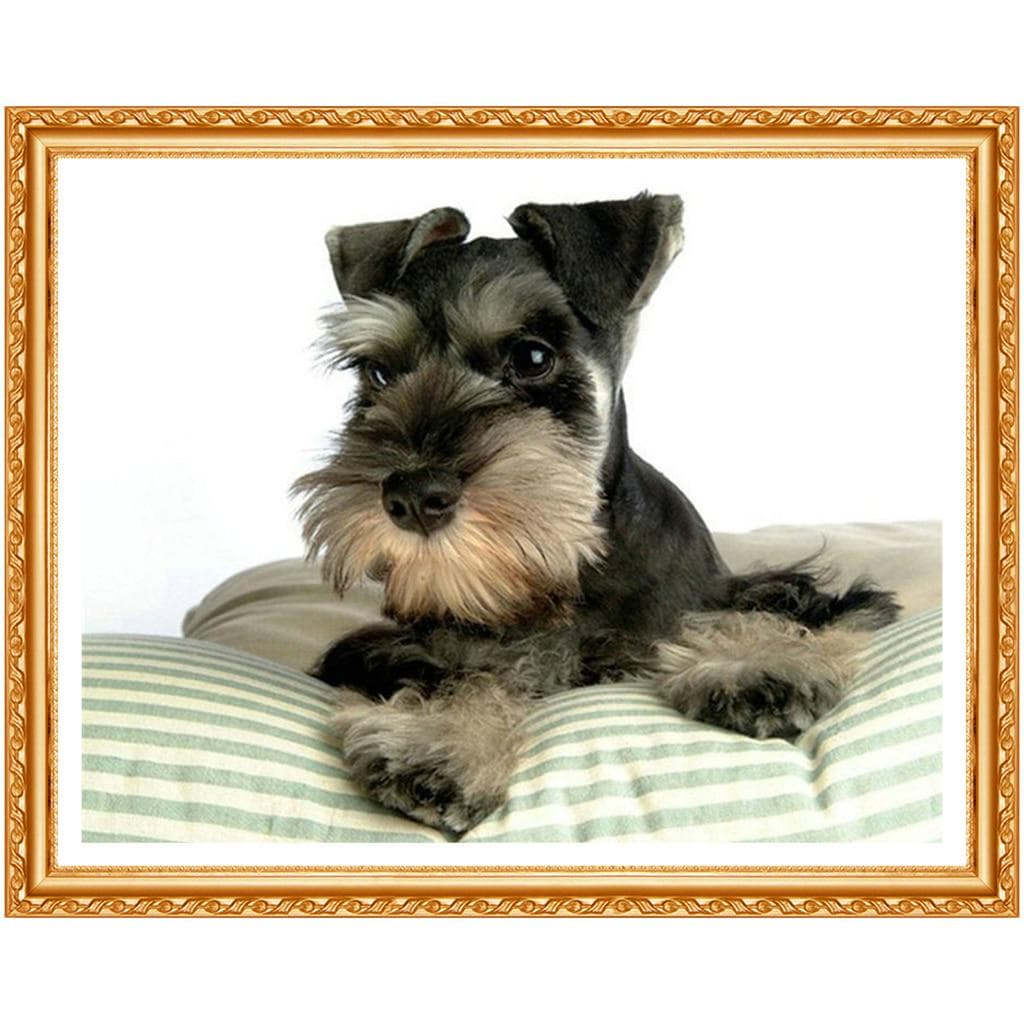 Cross Stitch Cute Gray Lovely Dog Crystal Needlework Diamond Embroidery Full Diamond Decor 20X30CM