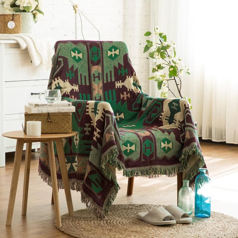 Retro Warm Sofa Towel European Fabric Sofa Chair Blanket Non-slip Double Sided Usable Couch Cover Jacquard Geometry Couch Cover 90x90cm 1pcs