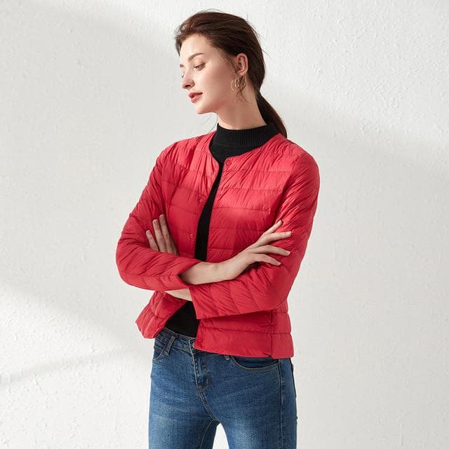 Ultra Light Duck Down Women Matt Fabric Lightweight Coat Warm Female Windbreaker Parka Women's Down Jackets Plus Coats L red