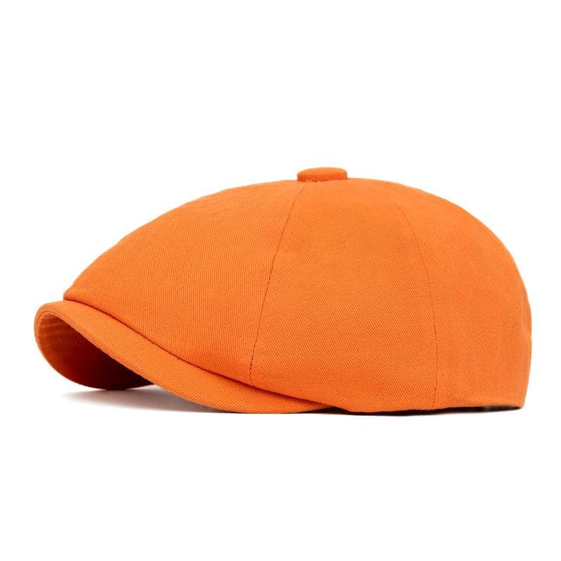 Newsboy Cap Men British Cap Beret Women Paintsman Cap Octagonal Cap orange