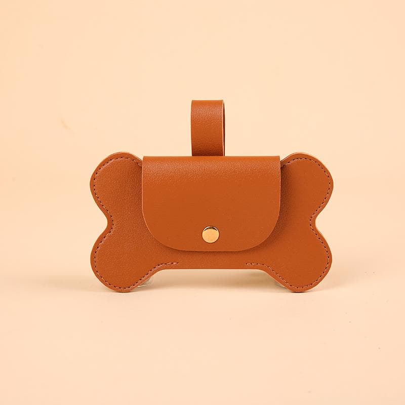 Dog Poop Bag Dispenser With Clasp, Portable Waste Bag Holder Organizer For Pet Accessories brown