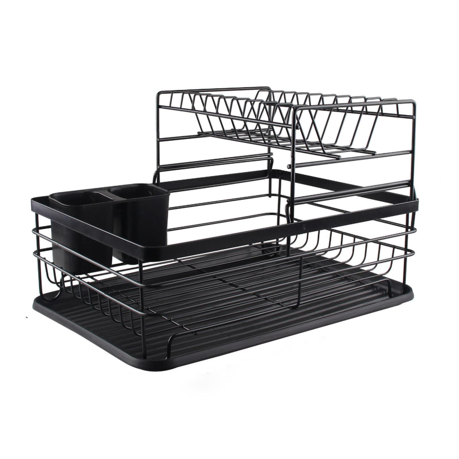 Tableware Shelf Simple Iron Double Layer Plate Bowl Tableware Drain Rack for Kitchren White