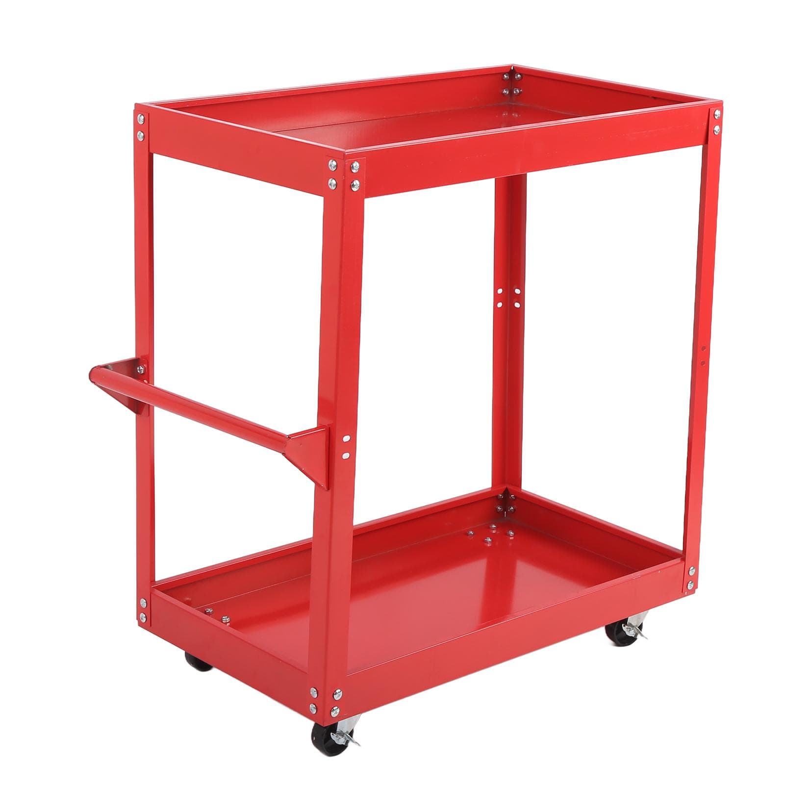 Service Tool Cart 2?Tray Rolling Utility Mobile Storage Trolley for Car Repairing Store Workshop