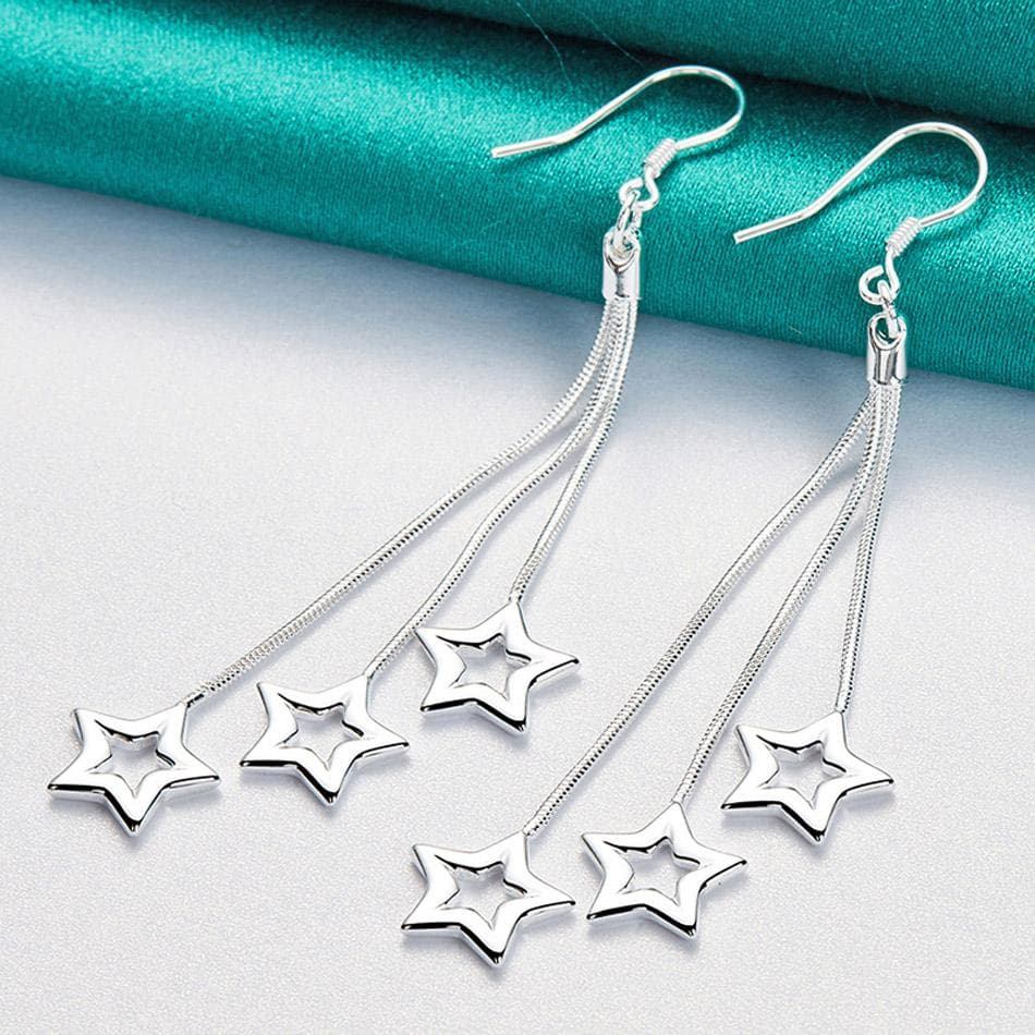 925 Sterling Silver Stars Earrings For Women Fashion Jewelry ME069