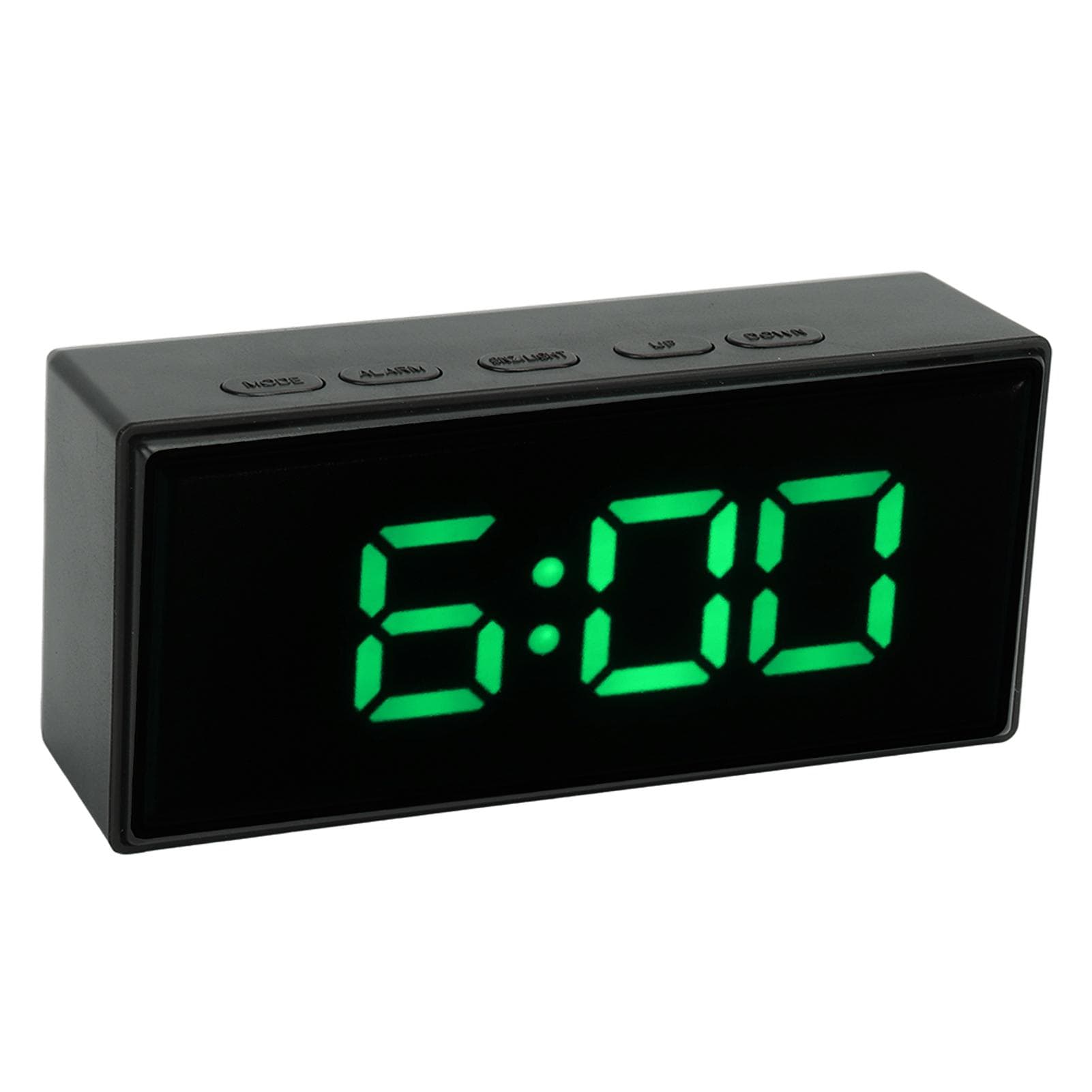 Mirrored Digital Alarm Clock Smart Light Sensing LED Display Digital Smart Clock with Two Display green