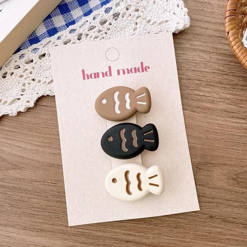 3Pcs Cute Cartoon Small Fish Hairpins Korean Style Sweet Y2k Girls Colorful Mini Hair Clips Hair Accessories black
