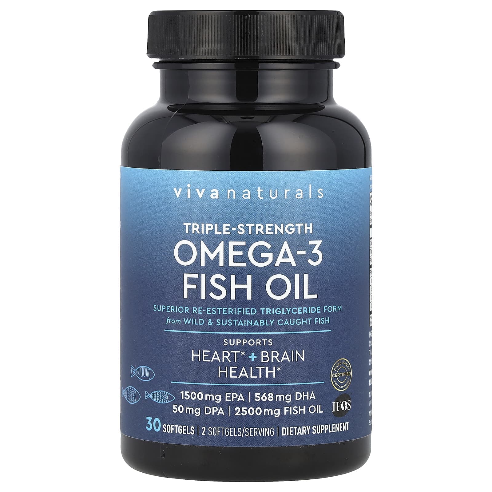 Viva Naturals, Omega-3 Fish Oil, Triple Strength, 2,500 mg, 30 Softgels (1,250 mg per softgel)