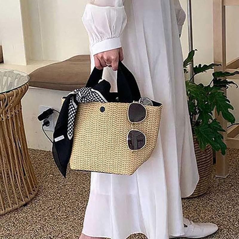 Seaside Summer Beach Vacation Summer Pastoral Braided Bag Retro Tote Lady