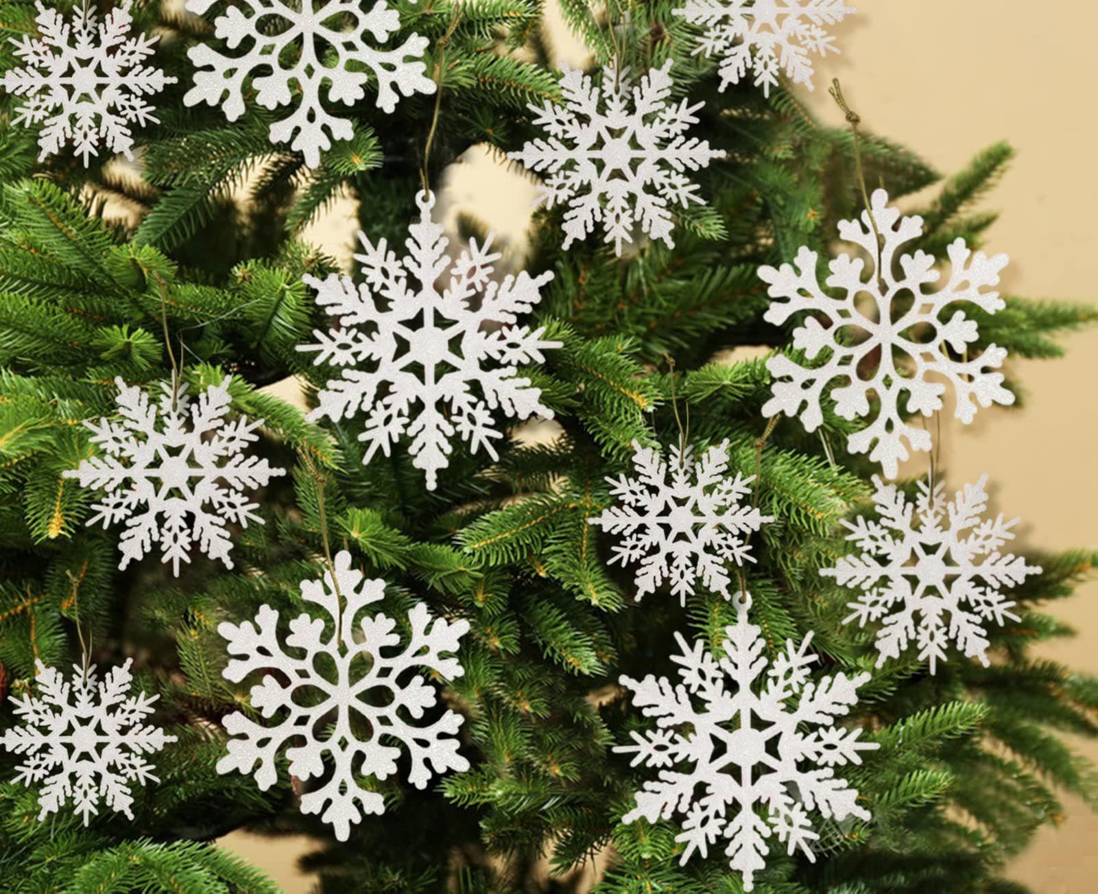 Lime Christmas Ornament White Snowflake Ornament Plastic Glitter Snowflake Ornament Christmas Tree