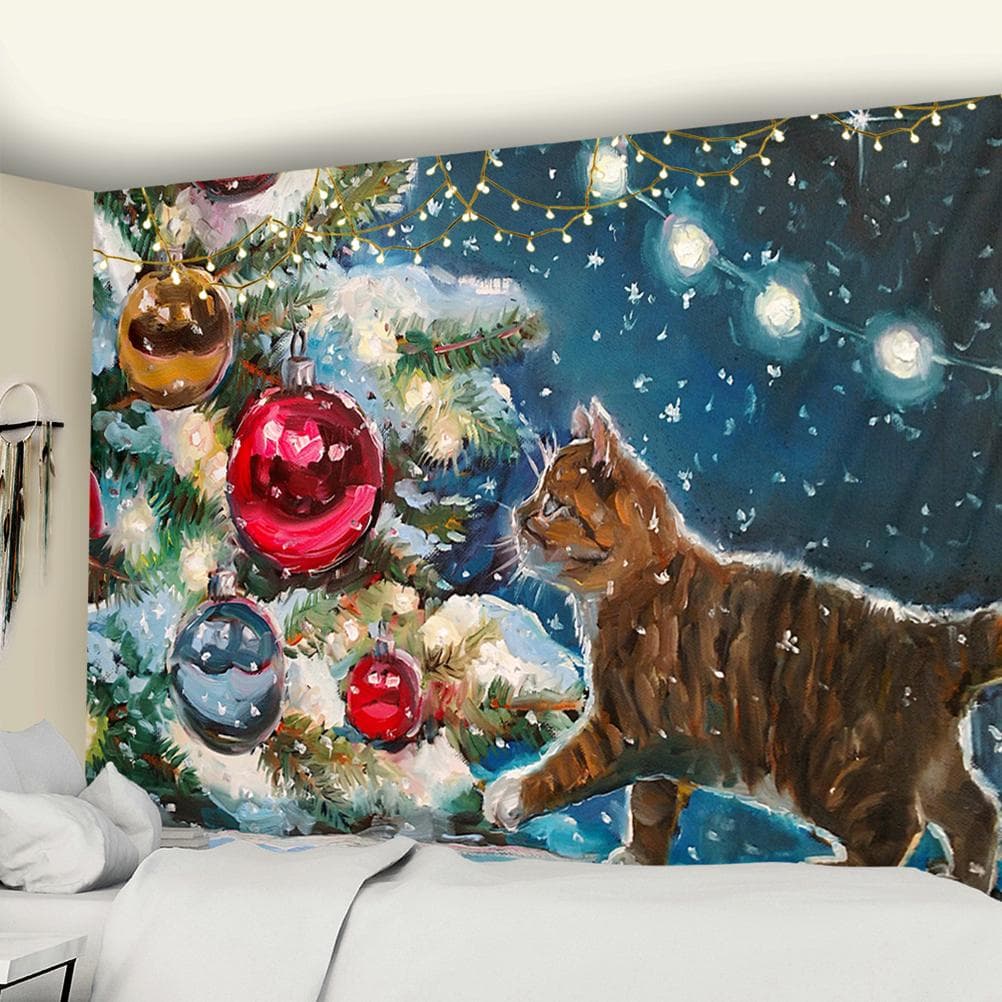 Christmas Snow Animal Tapestry Wall Hanging Hippie Tapiz Tarot Card Witchcraft Dormitory Living Room Home Decor 95x70cm