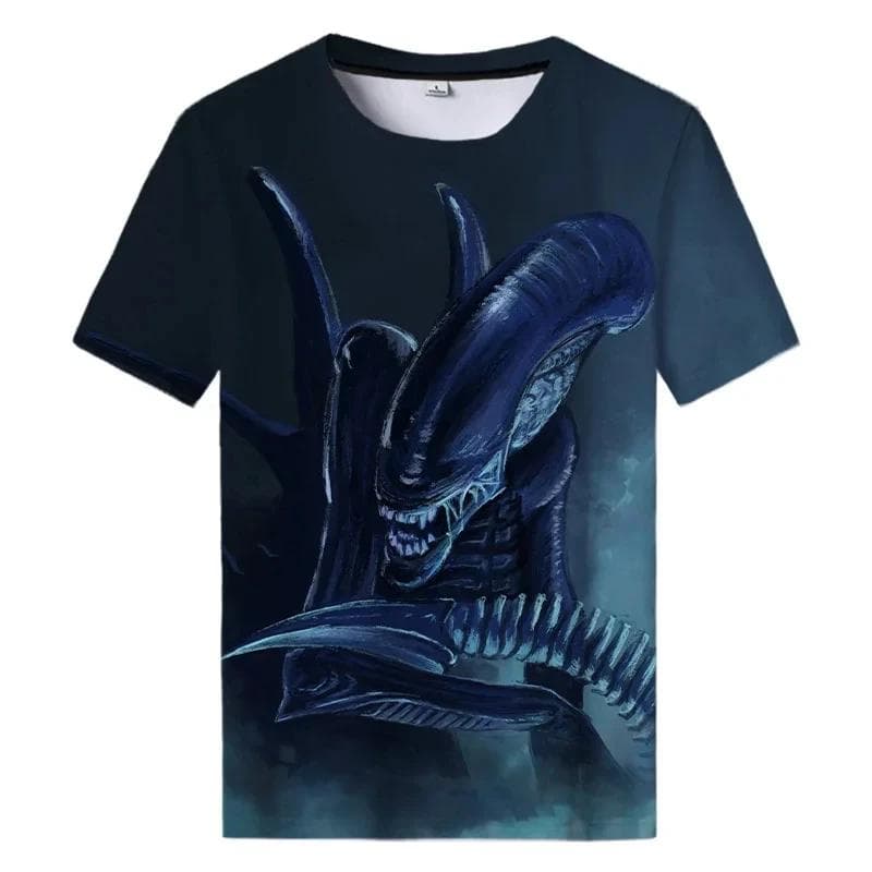 Summer New Alien Art 3D Print T-shirt For Men Clothing Daily Casual T-shirt Horror Alien Movie Graphic Harajuku Tops Tees Shirts S