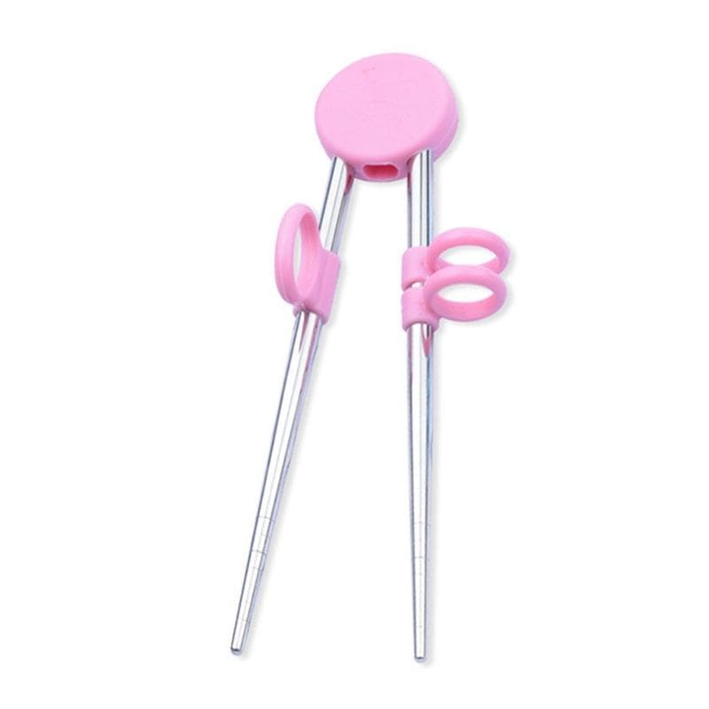 Kids Children Training Chopsticks Learning Chop Sticks Helper Reusable Tableware for Child Beginners Learner Gifts For Kitchen pink