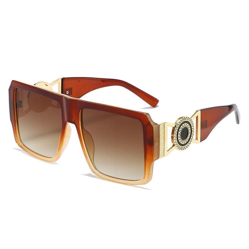 Fashion Retro Luxury Leopard Gradient Square Women Sunglasses Golden Frame Hollow Design Trend Casual UV400 as picture