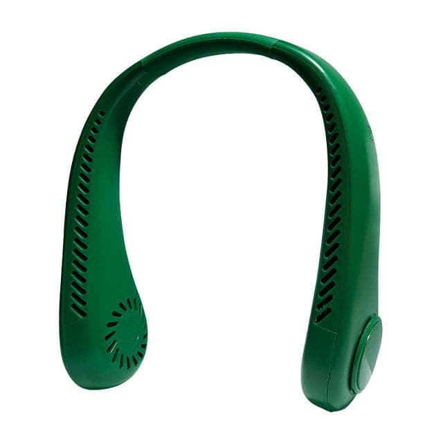New Mini Bladeless Hanging Neck Fan Portable Leafless Fans 1200mAh USB Rechargeable for Home Outdoor Sports Travel Summer Air Cooler 3 Speed green
