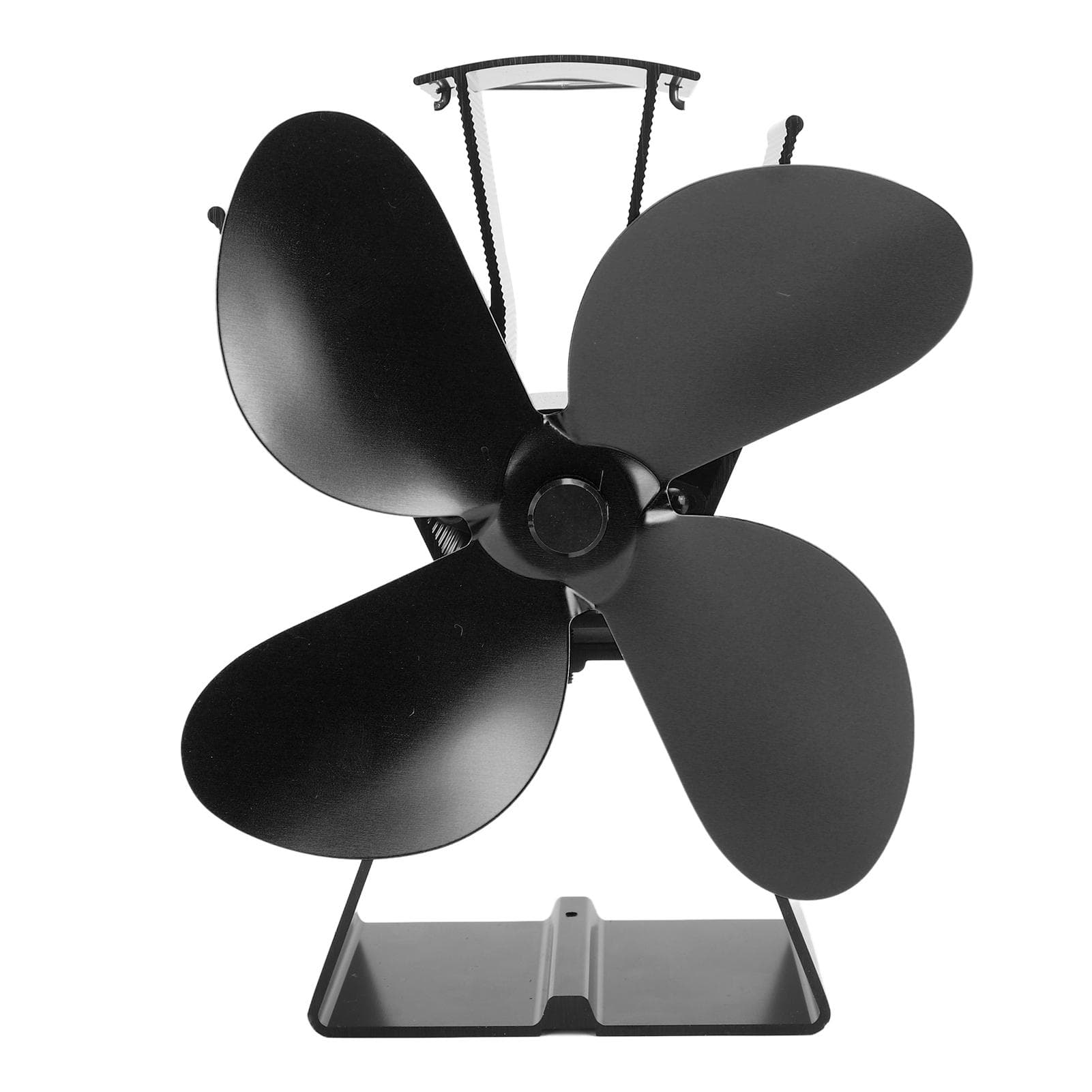 Fireplace Fan 4 Blade Vertical Trapezoidal Thermoelectric Heat Powered Log Stove Fan for Wood Log black