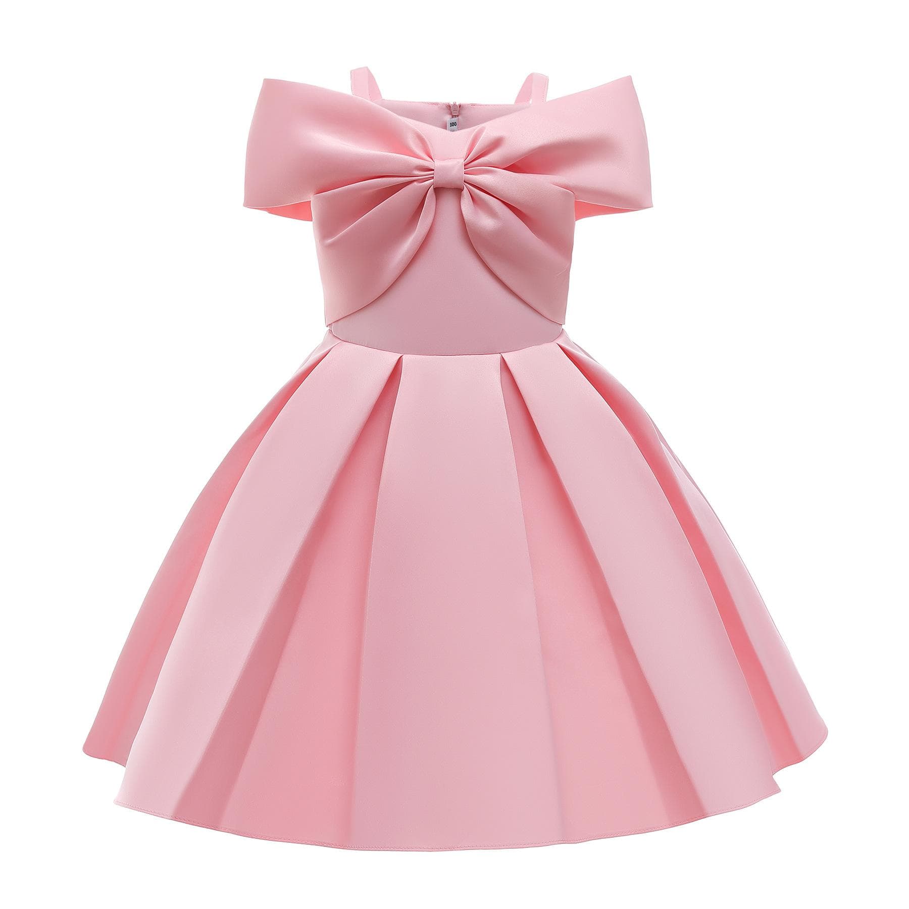 New Children's Princess Dress Solid Color Children's Off-shoulder Dress 150cm pink