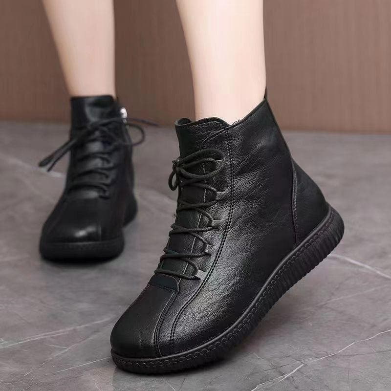 Mother's Cotton Shoes Short Boots Women's Flat Cotton Shoes Women's Comfortable Winter Plush 40 black