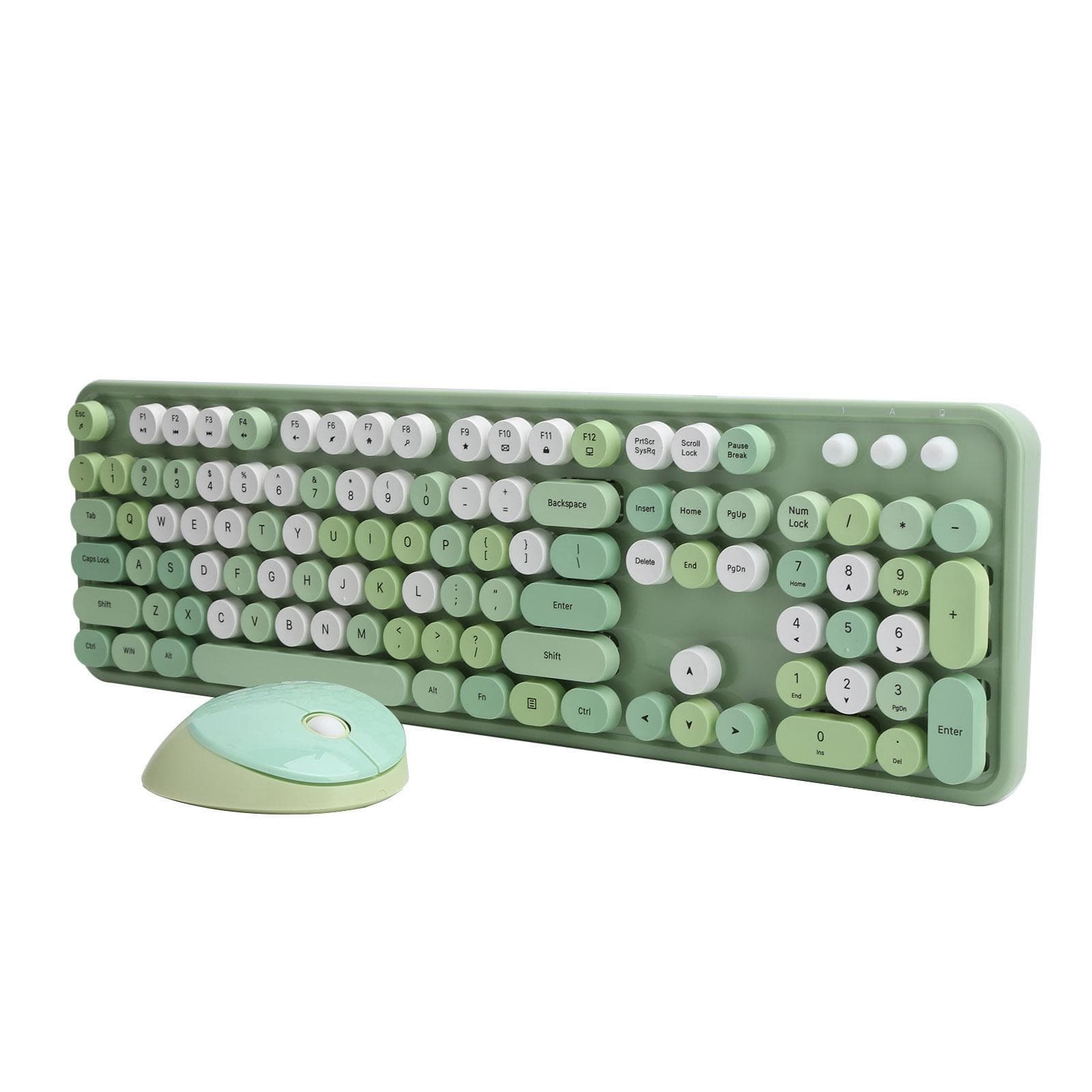 2.4Ghz Wireless 104 Key Keyboard and Mouse Set Office Desktop Cute Keyboard for Computer(Couleur green