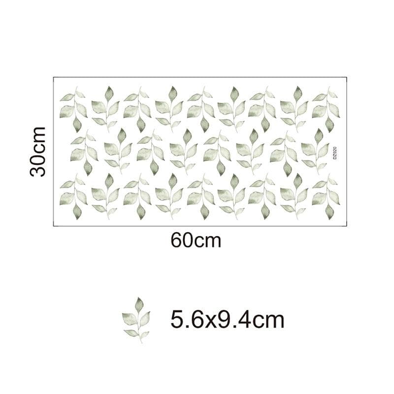 Green Leaves Watercolor Wall Stickers Nursery Art Kids Room Removable Wall Decals Modern Children Bedroom Decoration