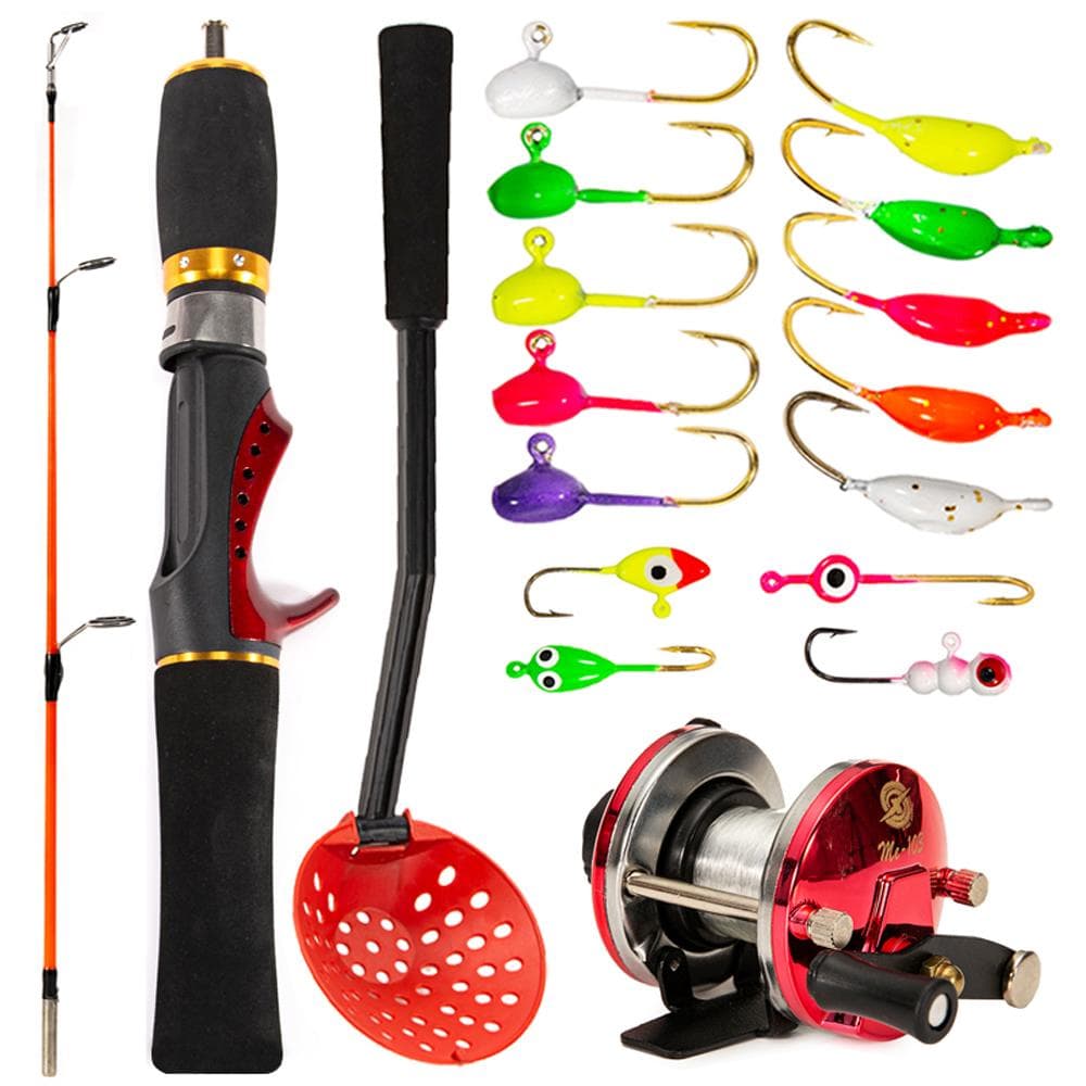 Ice Fishing Gear Set Ice Fishing Rod and Reel Combo with Ice Fishing Scoop and Ice Fishing Hook multicolour