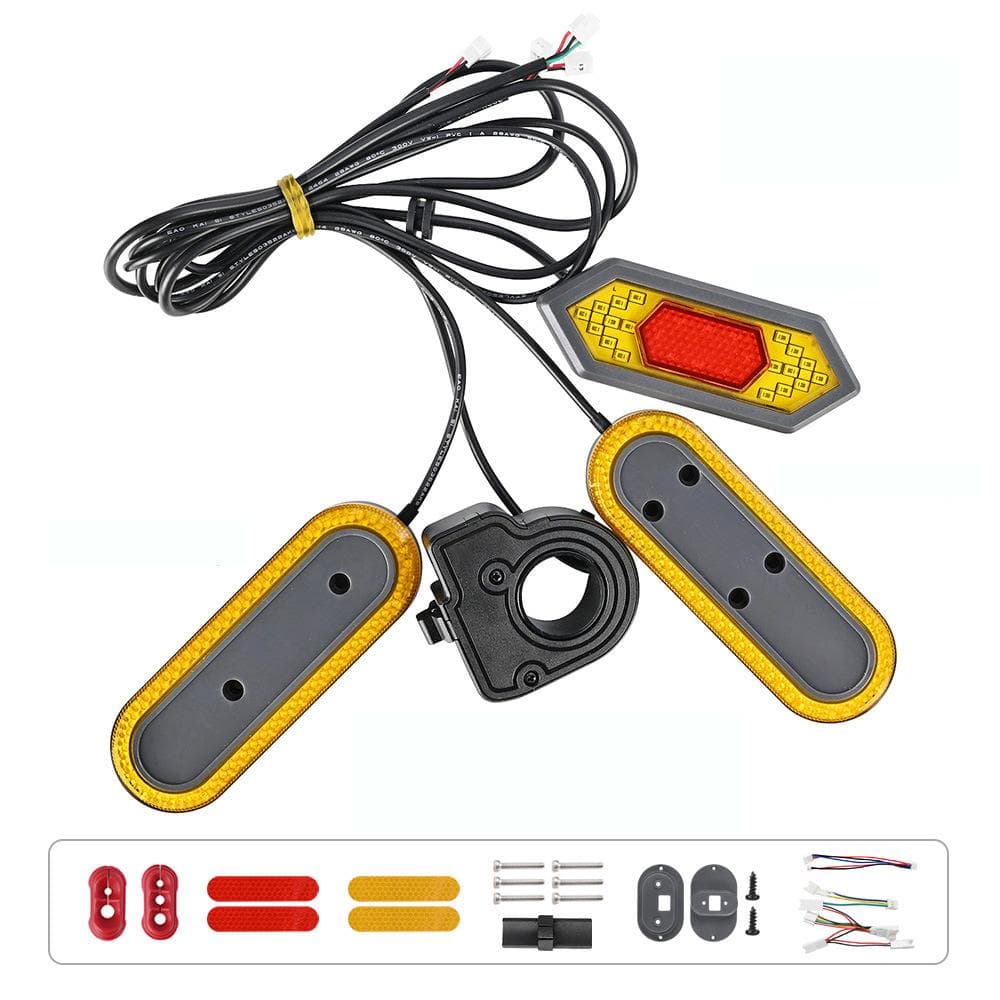 Electric Scooter LED Turn Signal Light Tail Light Headlight with Steering Handle Compatible for multicolour