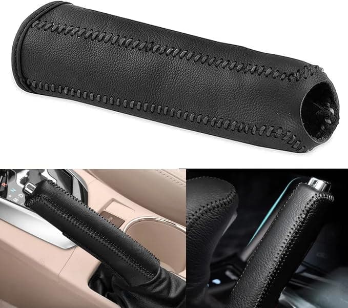 Genuine Leather Side Brake Universal Fit for All Premium Leather Easy Brake Parking Brake Protection Cover, Vehicles, Cover, Stain-Resistant, black