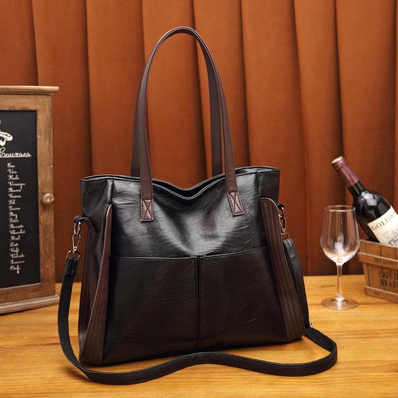 Spring and Summer Bags Women's Large Capacity Soft Leather Fashion Shoulder Bag Crossbody Bag Fashion Mother Handbag black