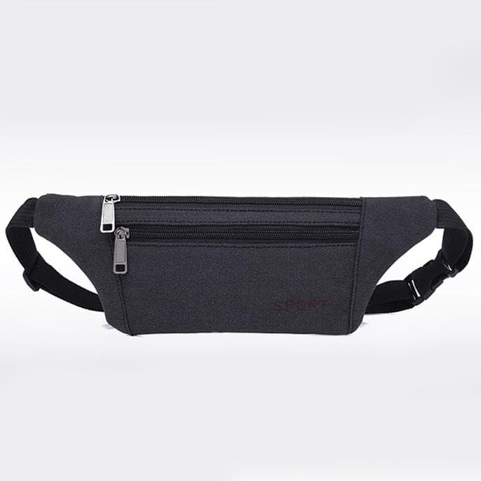 Women Men Fanny Pack Waist Belt Bag Canvas Purse Travel Camping Hiking Bag Pouch for Phone Coins black