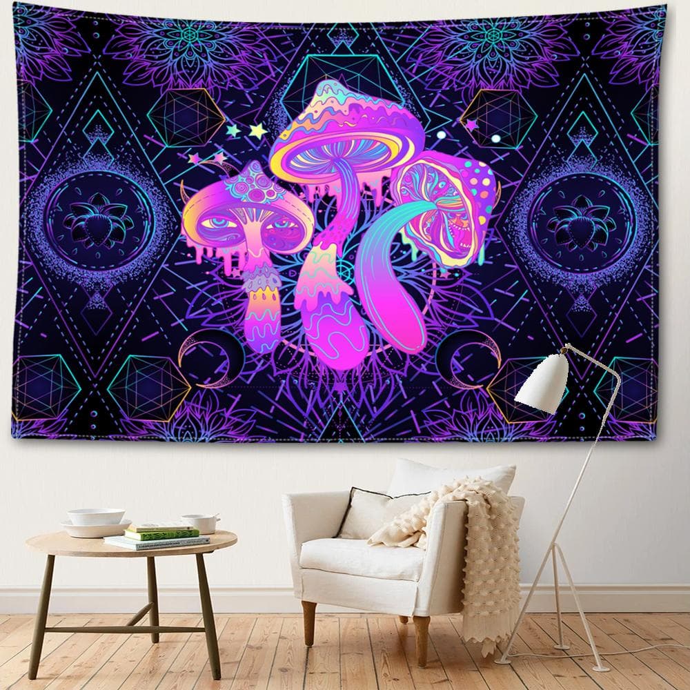 Purple geometric mushroom tapestry wall hanging abstract art hippie Tapiz witchcraft mysterious living room home decor 95x73CM