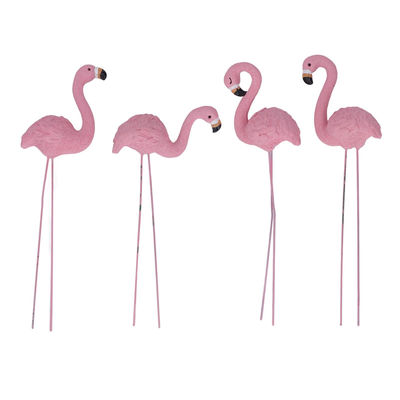 4 Pcs Pink Flamingo Garden Statue Fine Details Stylish Vivid Small Flamingo Statue for Yard Lawn