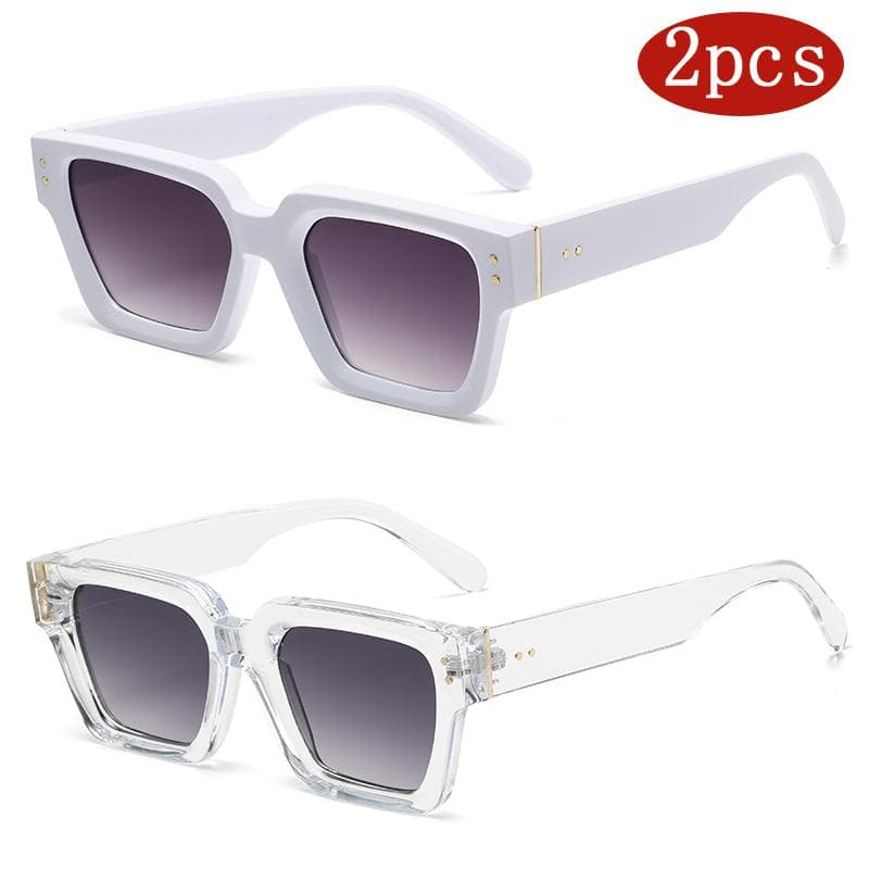 2pcs Luxury Square Sunglasses for Women UV400 Protection Premium Black Shades Fashion Eyewear show as picture