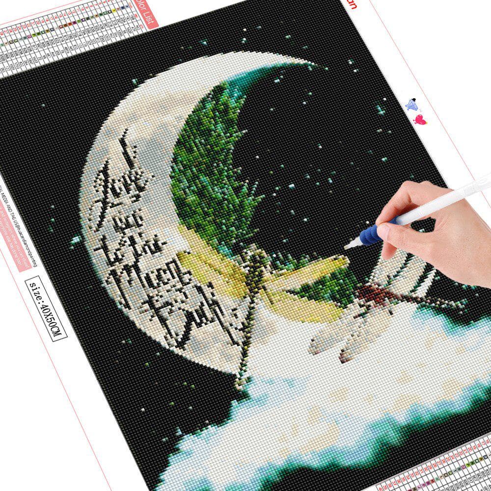 Diamond Painting Full Square Moon Mosaic Picture Of Rhinestones Dragonfly Home Decoration 20X30CM