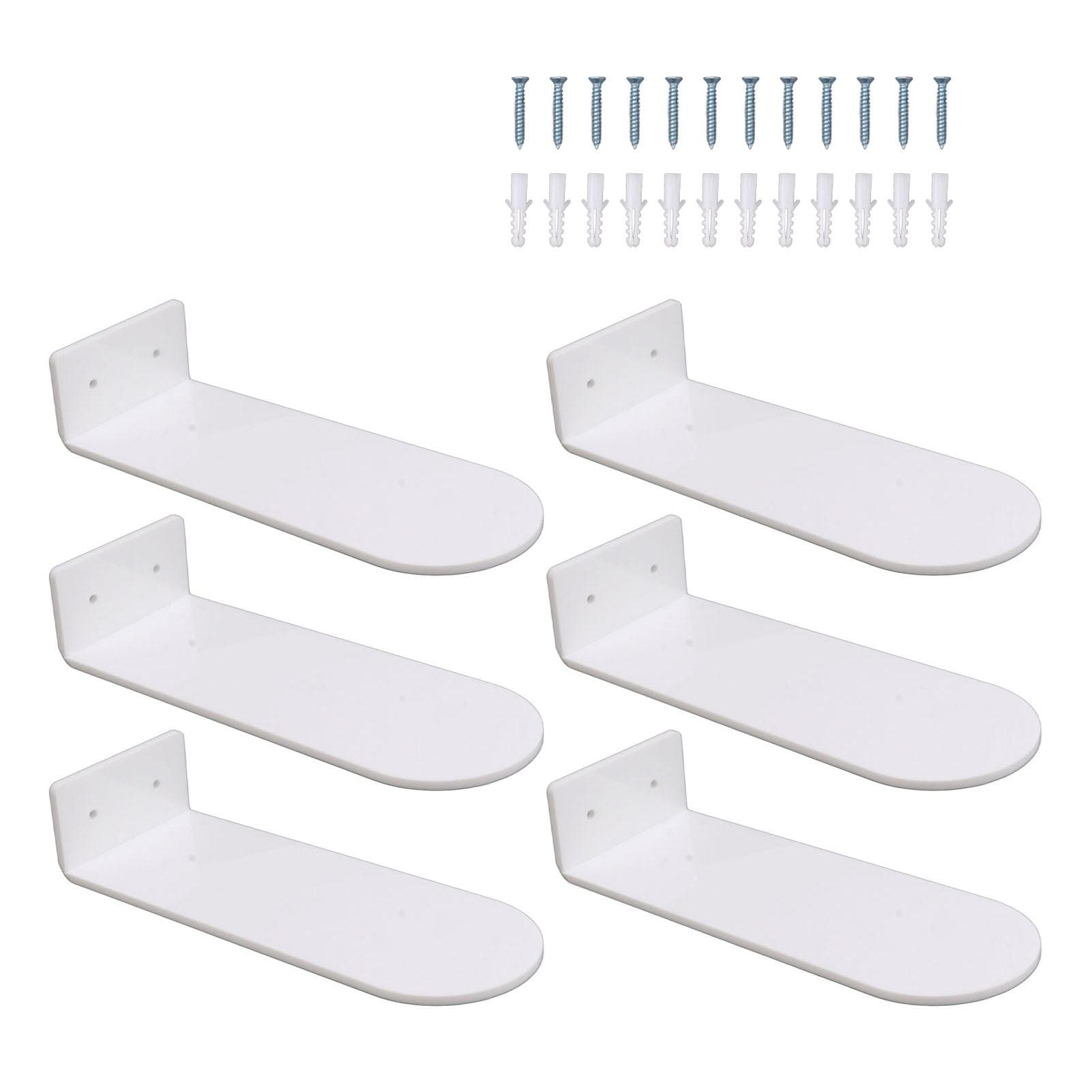 6pcs Floating Shoe Shelves 7.9in Length Acrylic Shoe Display for Footwear Collection White white
