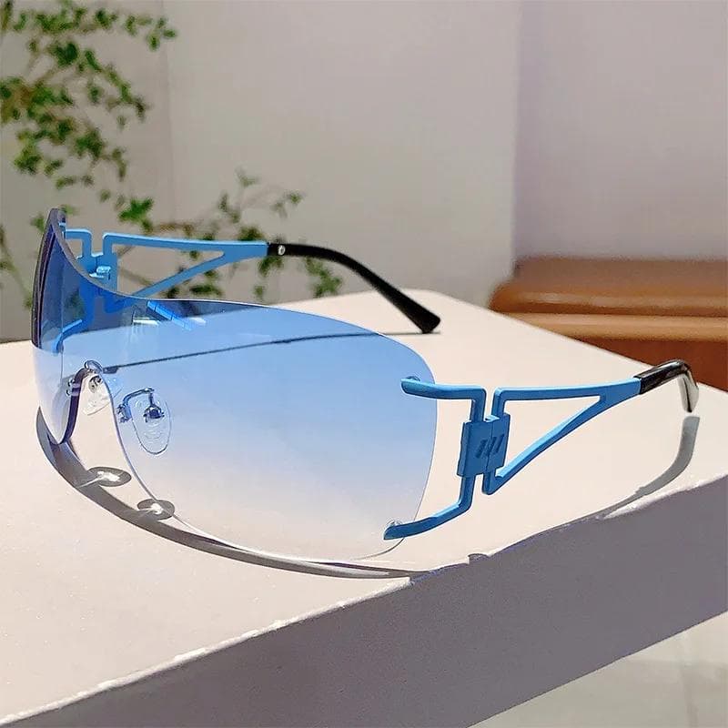 Fashionable Frameless Cut Edge Sunglasses UV Resistant Trendy Sunshade Glasses Lightweight Stylish Eyewear