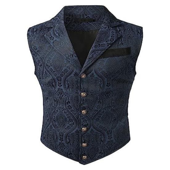 Men Vest Formal Business Style Retro Slim Fit Solid Color Turn-down Collar Single-breasted Sleeveless Buttons Soft Wedding Party Groom Waistcoat M dark blue